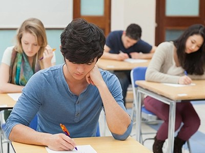 Group of students preparing for IELTS and TestDaF language exams with study support in Coimbatore